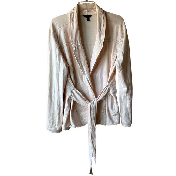 Soma Jacket Cardigan Organic Bamboo Fleece Front Tie Long Sleeve Line Peach XL - Picture 1 of 14